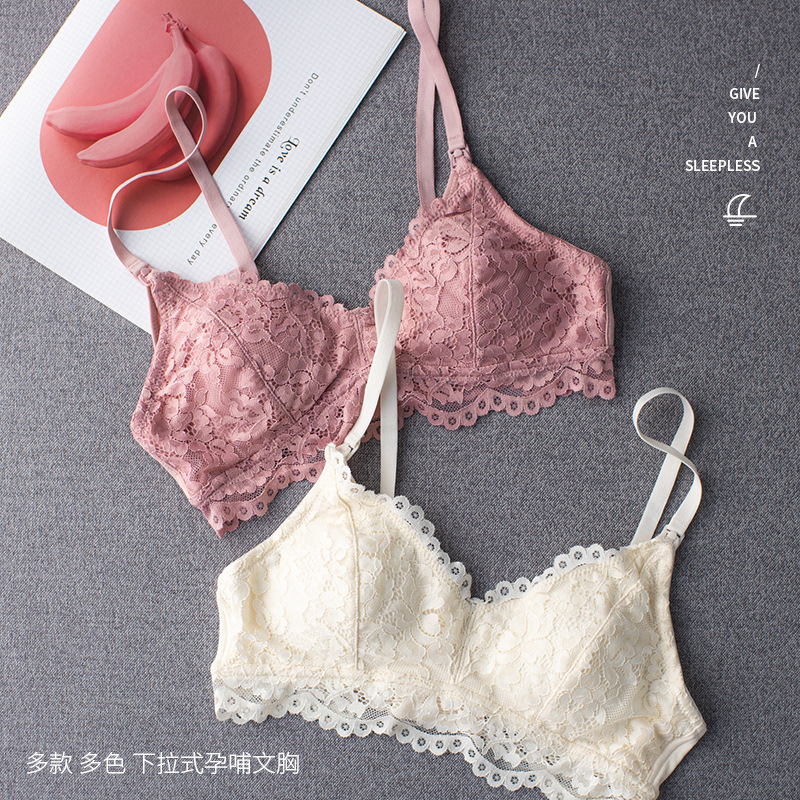 Non-rimmed Breastfeeding Underwear Pregnant Women's Bra Adjustable Lace Push-up Large Size Breastfeeding Underwear