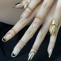 Nail Tip Ring (Kaymen) Adjustable Copper with Micro Zircon Accents, Gold or Platinum Finish