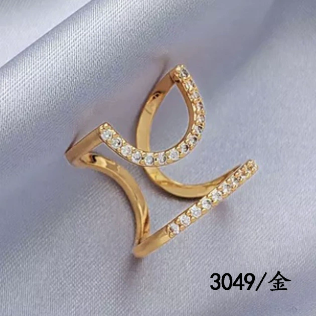 Nail Tip Ring (Kaymen) Adjustable Copper with Micro Zircon Accents, Gold or Platinum Finish