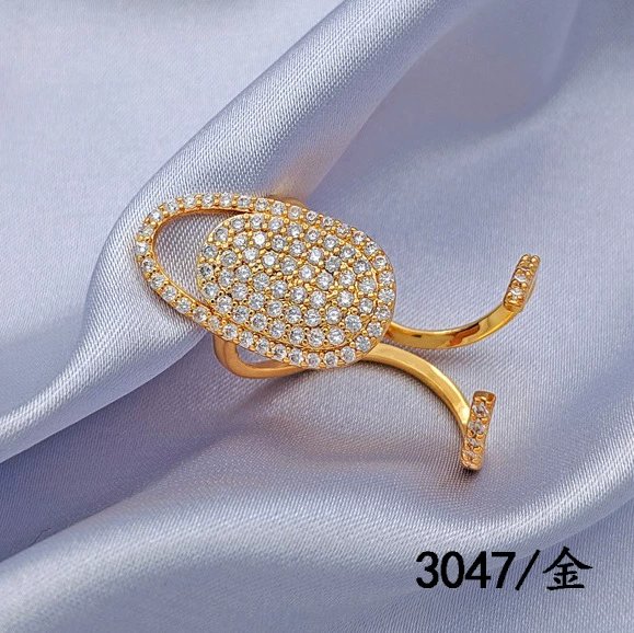 Nail Tip Ring (Kaymen) Adjustable Copper with Micro Zircon Accents, Gold or Platinum Finish