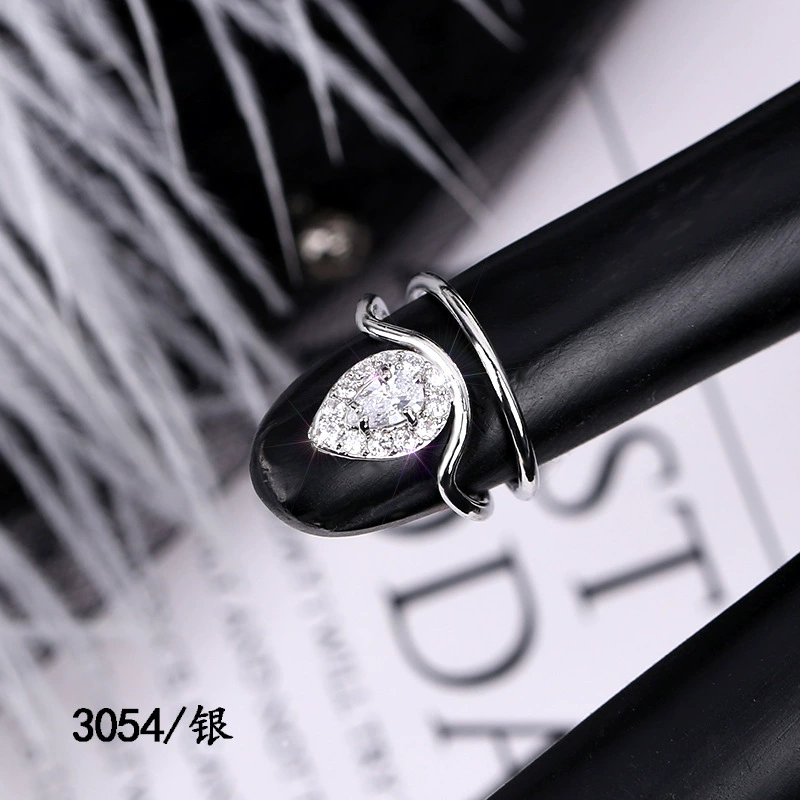 Nail Tip Ring (Kaymen) Adjustable Copper with Micro Zircon Accents, Gold or Platinum Finish