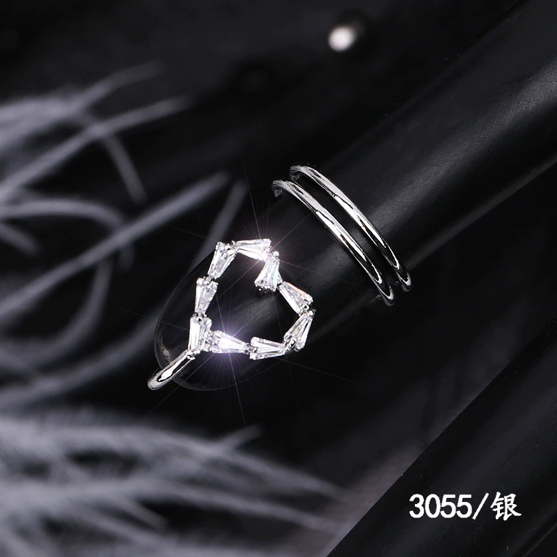 Nail Tip Ring (Kaymen) Adjustable Copper with Micro Zircon Accents, Gold or Platinum Finish