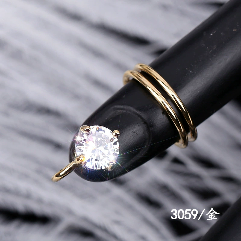 Nail Tip Ring (Kaymen) Adjustable Copper with Micro Zircon Accents, Gold or Platinum Finish