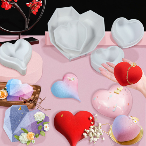 Sanxin Diamond Love French Mousse Cake Silicone Mold DIY Heart-Shaped Chocolate Jelly Baking Tool
