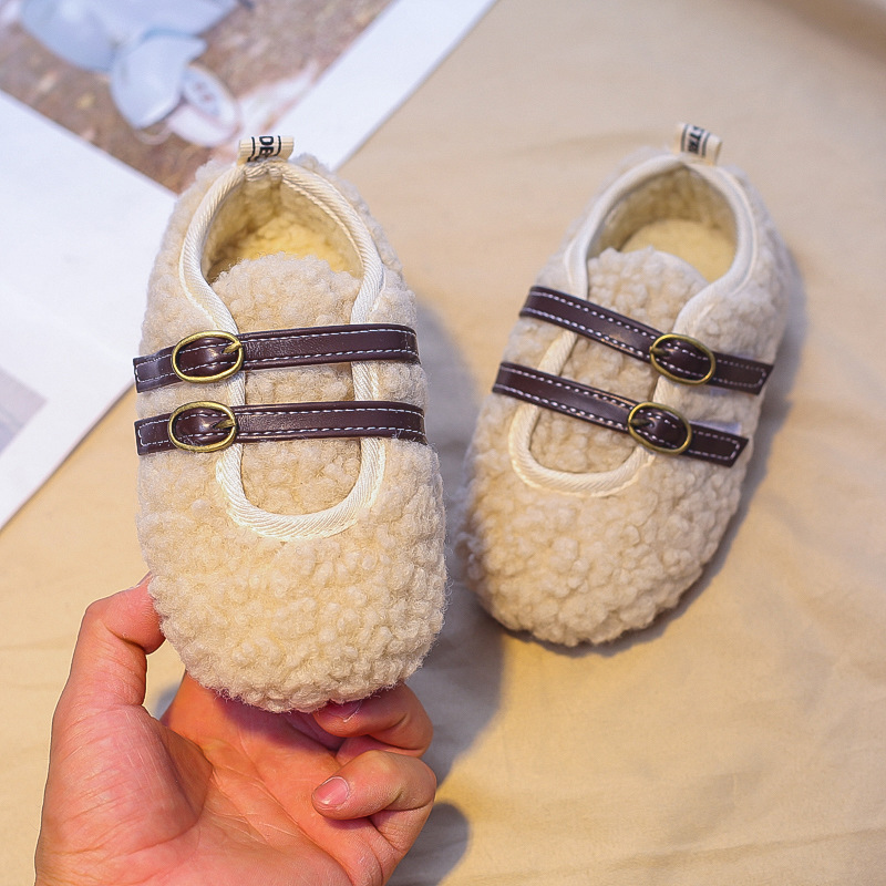 Zapatos de Invierno 2024 para Niñas, Zapatos Cálidos de Lana para Niñas, Mocasines de Lana de Cordero para Bebés, Algodón Grueso para Mayor Calidez