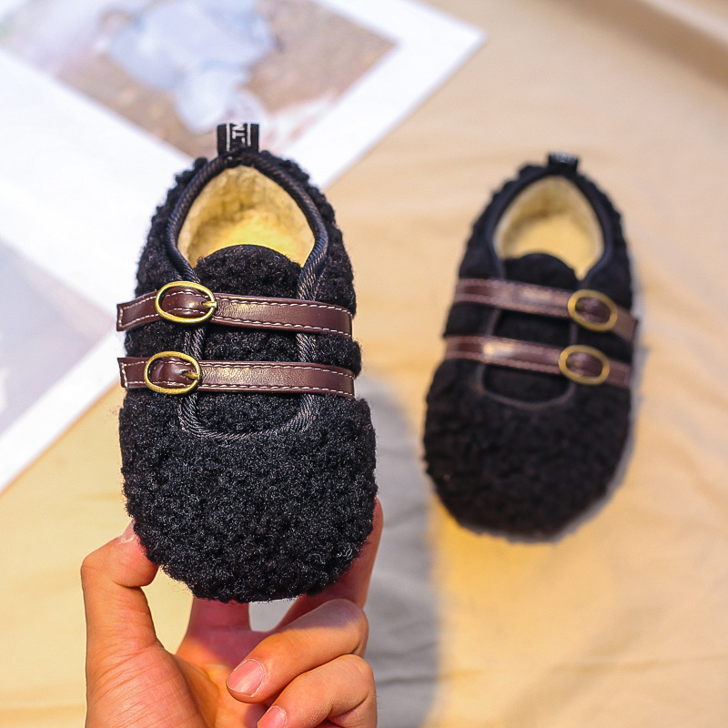 Zapatos de Invierno 2024 para Niñas, Zapatos Cálidos de Lana para Niñas, Mocasines de Lana de Cordero para Bebés, Algodón Grueso para Mayor Calidez