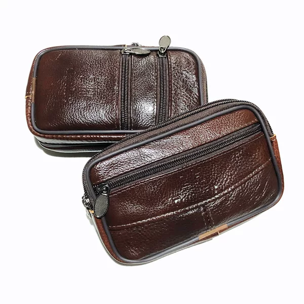 Men's Large First Layer Cowhide Mobile Phone Waist Bag Men's Thickened Leather Belt Mobile Phone Bag Waist Bag Factory Outlet