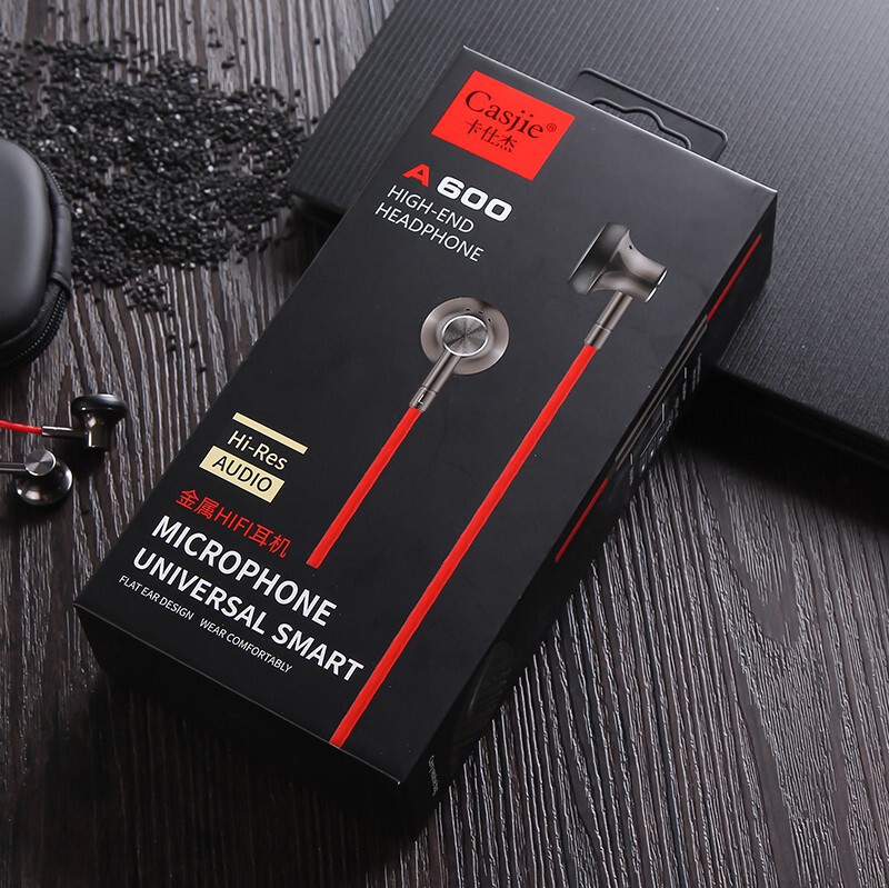 Kashijie A600 earplug metal subwoofer with microphone tuning size wire-controlled headphones Kashijie A600 earplug metal subwoofer with microphone tuning size wire-controlled headphones