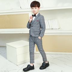 Children's suit for boys, host speech dress, suit for boys, wedding flower boy, grid suit with warm lining, set wholesale
