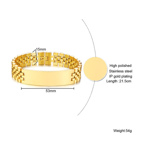 21.5CM stainless steel curved bracelet for men, silver gold lettering bracelet, European and American trendy men's jewelry BR-697