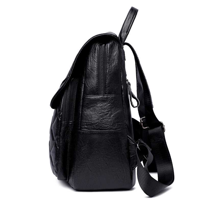 Bolso grande con textura de cuero suave 2021 nuevo europeo y americano retro rombo casual gran capacidad viaje temperamento mochila para mujeres