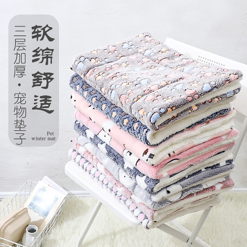 Pet mat thickened autumn and winter warm kennel cat and dog blanket non-slip seat cushion wholesale processing and custom-made
