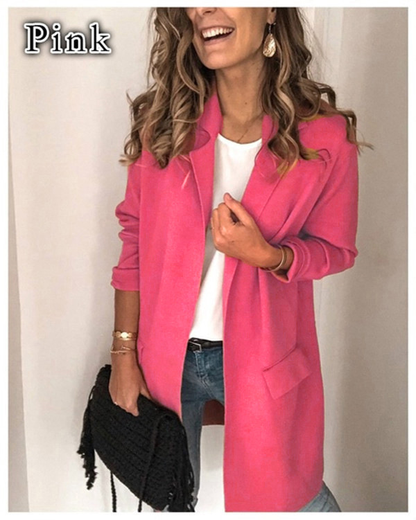 Saco Blazer para Mujer de Poliéster, Manga Larga con Cuello de Traje, para Otoño e Invierno