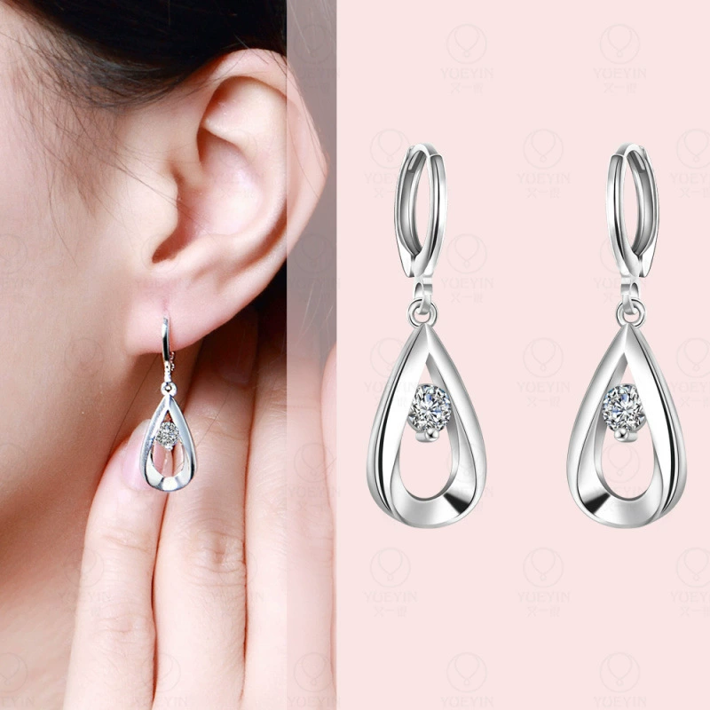 Сережки-капли со слезой водной капли (YUEYIN) LKNSPCE614, полость в форме капли, инкрустированные CZ, 4.75×4×1.75 см