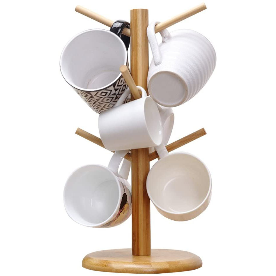Fábrica directa creativa en forma de rama marca de taza de café de bambú drenaje taza de almacenamiento rack