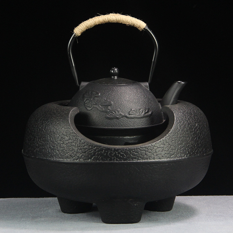 煮茶器大伍德炉铸铁炉炭火 铁壶煮茶炉日本火钵风釜茶道户外代发