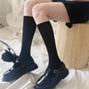 Japanese velvet calves classic versatile jk black and white mid -knee high elastic girl socks can be worn in four seasons