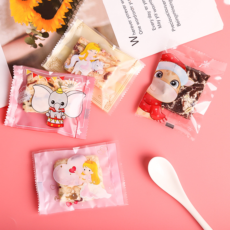 Bolsa de embalaje crujiente copo de nieve Bolsa de turrón bolsa de comida para hornear de dibujos animados máquina de galletas bolsa de sellado bolsa de dulces pequeños de dibujos animados