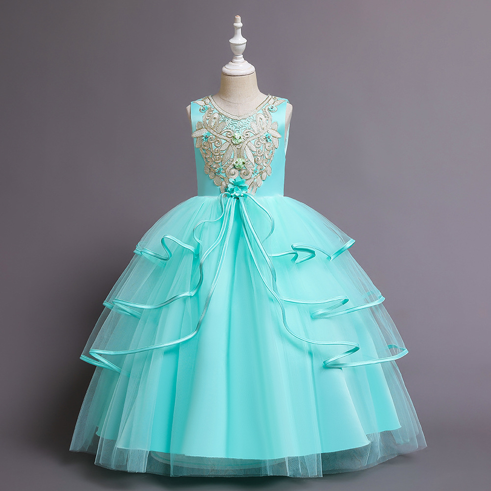 Ropa para niños nuevo vestido para niños Vestido de rendimiento para niños medio y grande vestido de noche de pasarela para niñas pettiskirt largo para niñas