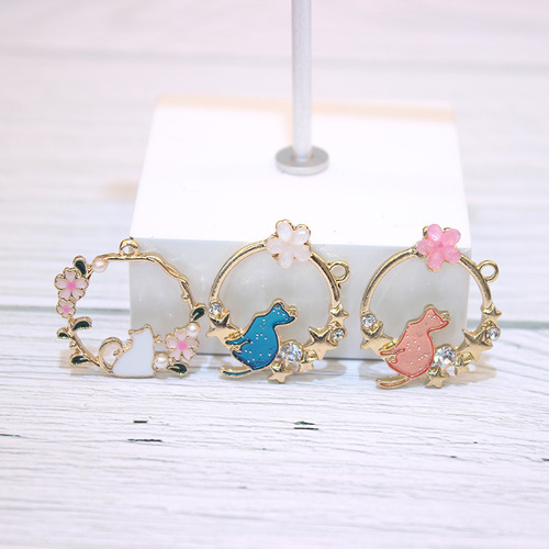 Xipeng diy jewelry accessories material dripping alloy hollow garland earrings mobile phone keychain pendant