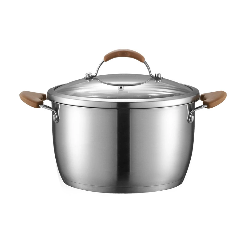 BoAnSi 304 Stainless Steel Soup Pot with double handles, thickened bottom, household steamer & grid