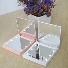 Amazon LED small gift makeup mirror with light, portable mirror, pocket folding mirror, double-sided small gift mirror