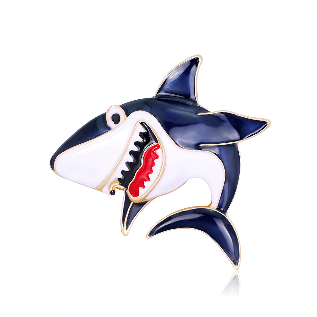 New creative personality Cartoon Cartoon shark corsage Joker alloy drop oil brooch factory wholesale spot