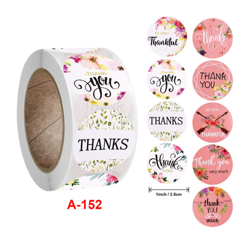 Bulk roll packaging, thank you for the floral craft decorations, sealing envelopes, decorative self-adhesive labels