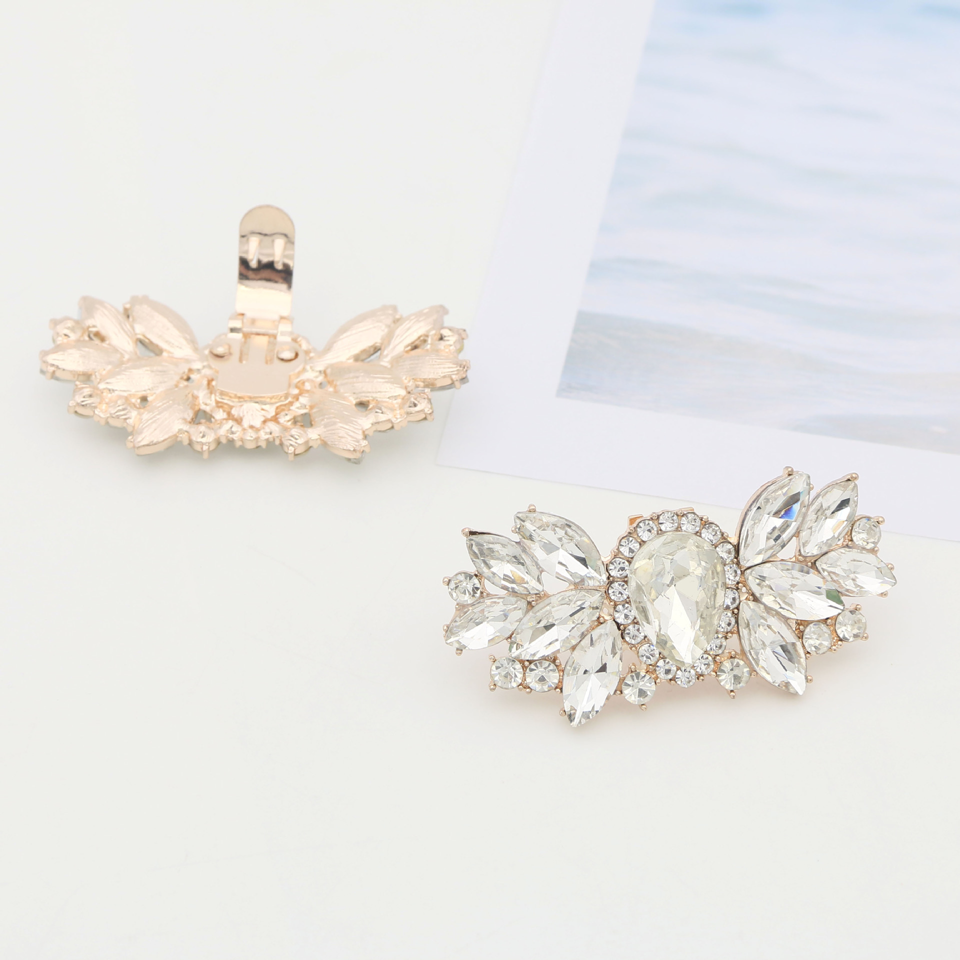 Accesorios para zapatos de tacón alto transfronterizos, flores de lazo para zapatos, hebillas para zapatos de novia, decoraciones desmontables para zapatos, accesorios decorativos, adornos de cristal para zapatos
