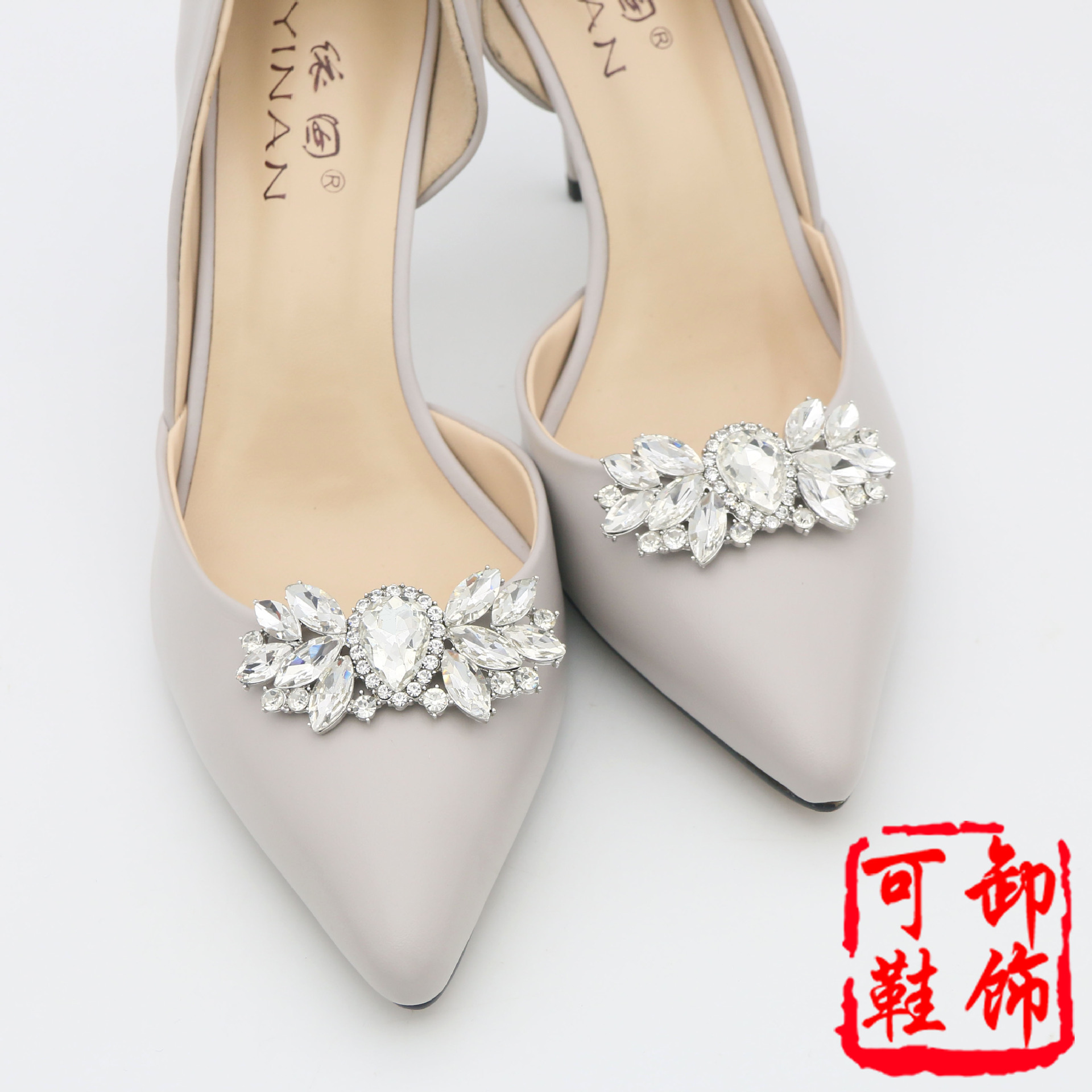 Accesorios para zapatos de tacón alto transfronterizos, flores de lazo para zapatos, hebillas para zapatos de novia, decoraciones desmontables para zapatos, accesorios decorativos, adornos de cristal para zapatos