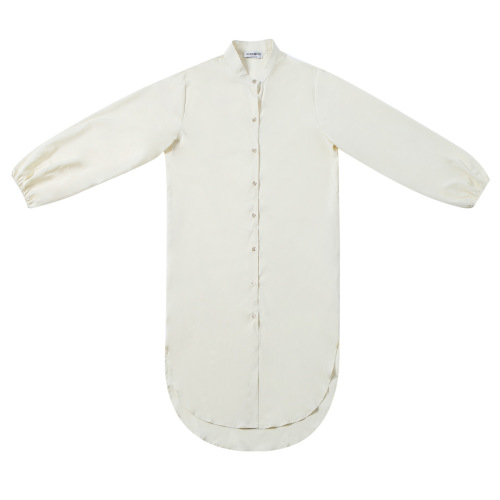 Women's Long Loose Stand Collar Shirt with Long Sleeve Casual Fashion Solid Color Leisure Amazon Hot Sale