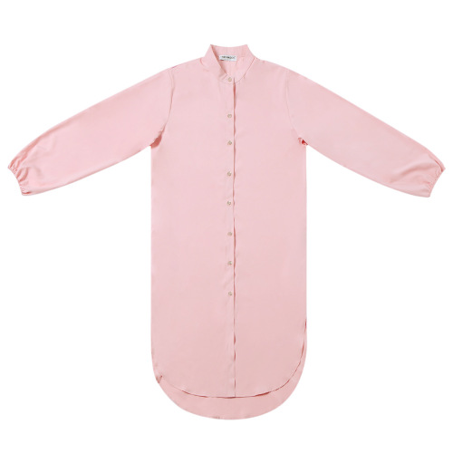 Women's Long Loose Stand Collar Shirt with Long Sleeve Casual Fashion Solid Color Leisure Amazon Hot Sale