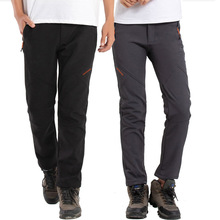 户外冲锋裤男士加绒加厚秋冬防风防水登山软壳抓绒保暖长裤女跨境