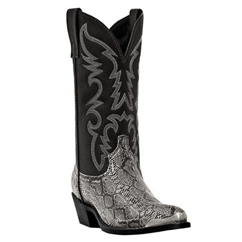 Stivali da cowboy western con tacco alto per uomo e donna 38-48 decorazione in punta in metallo_voghion.com