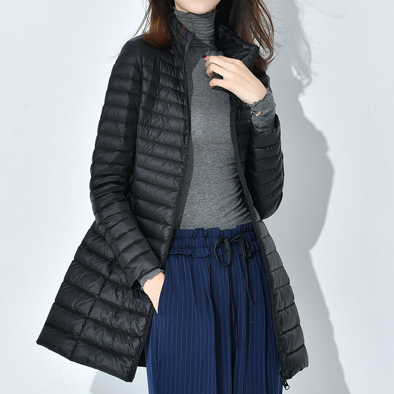 2023 Cross-border Winter Wear Lightweight Down Jacket Women's Mid-length Fashionable Korean Style Inner Ultra-light Poop Collar Jacket Large Size