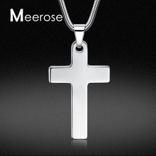 钨金银十字架项链男士黑色吊坠潮牌简约时尚情侣饰品锁骨可以刻字