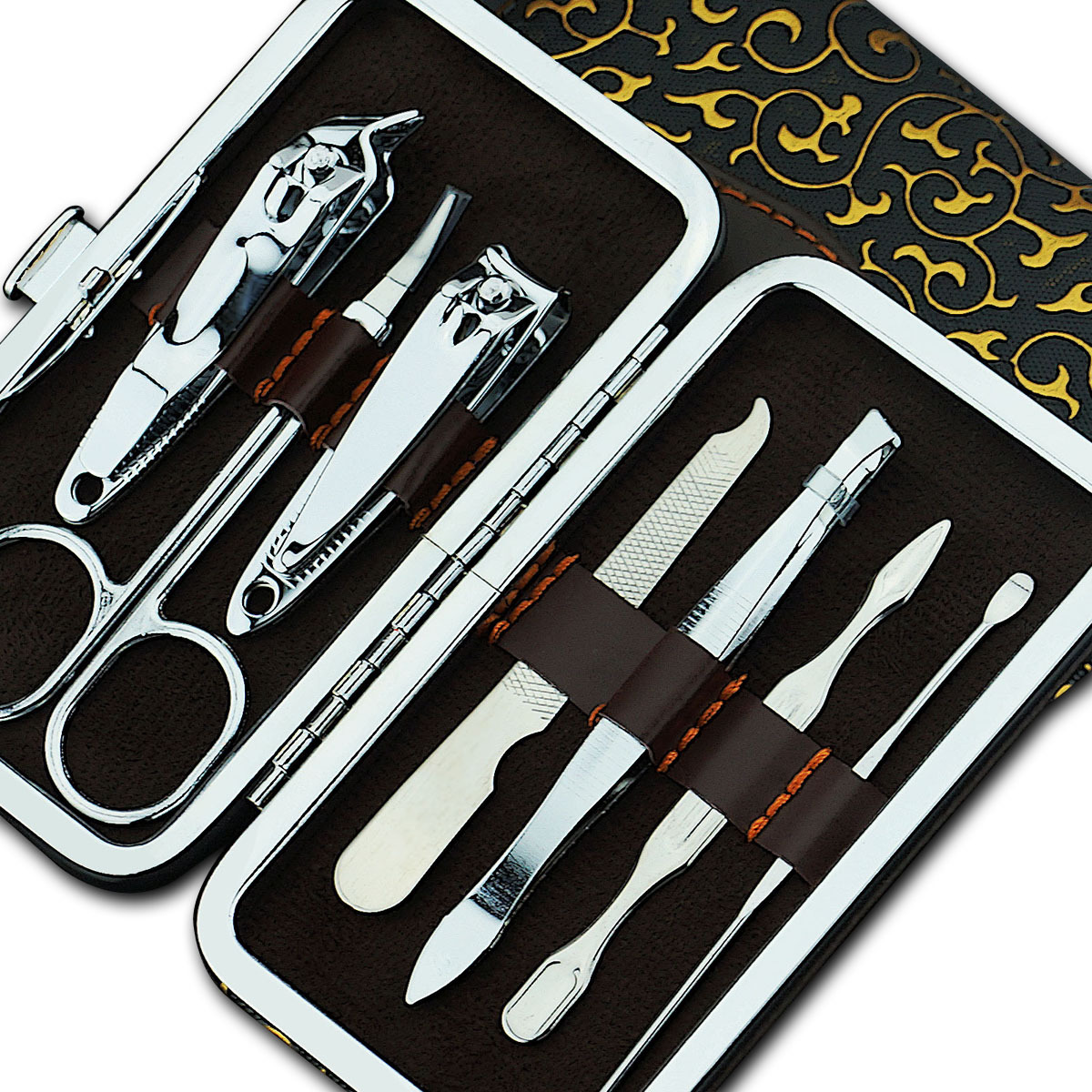 Fabricante Spot Beauty Tools Juego de regalo de siete piezas Cortaúñas de acero al carbono Tijeras Juego de cortaúñas de manicura