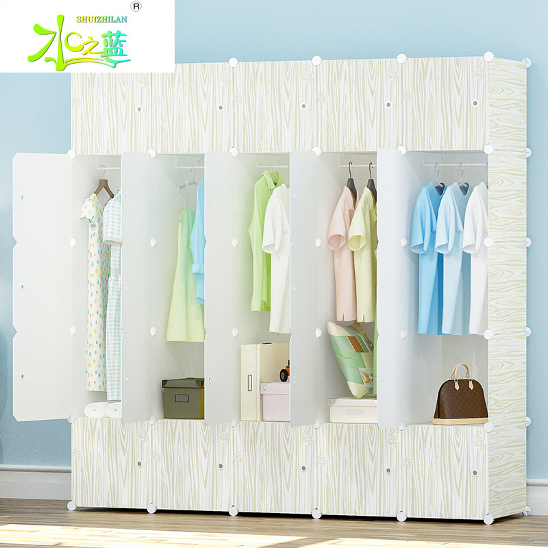 简易衣柜简约现代经济型组装布艺塑料衣橱实木纹双人储物收纳柜子