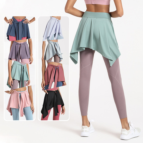 European and American new sports fitness yoga one piece skirt covering buttocks and slimming skirt dance ballet short skirt yoga wear
