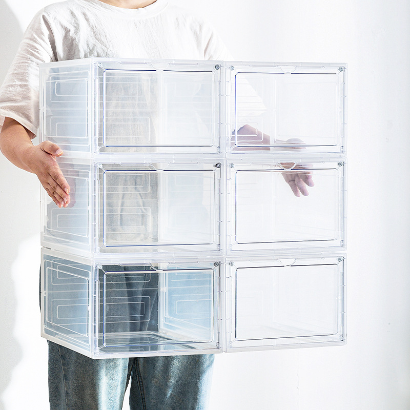Transparent Magnetic Absorption Box Home Storage Box High-top Basketball Shoes Sports Assembly Shoe Box Shoe Cabinet