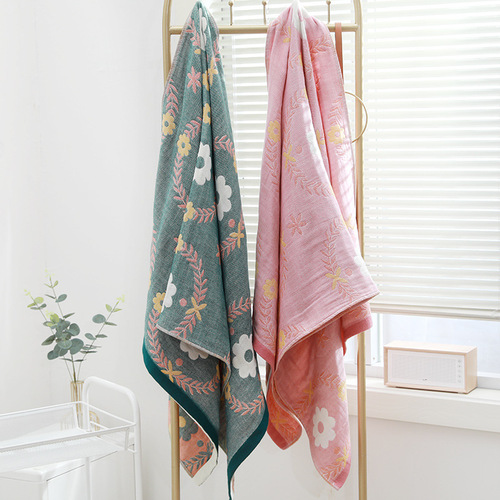 Japanese pure cotton gauze bath towel, four-layer cotton, not easy to shed, household water-absorbent adult and child wrap enlarged towel