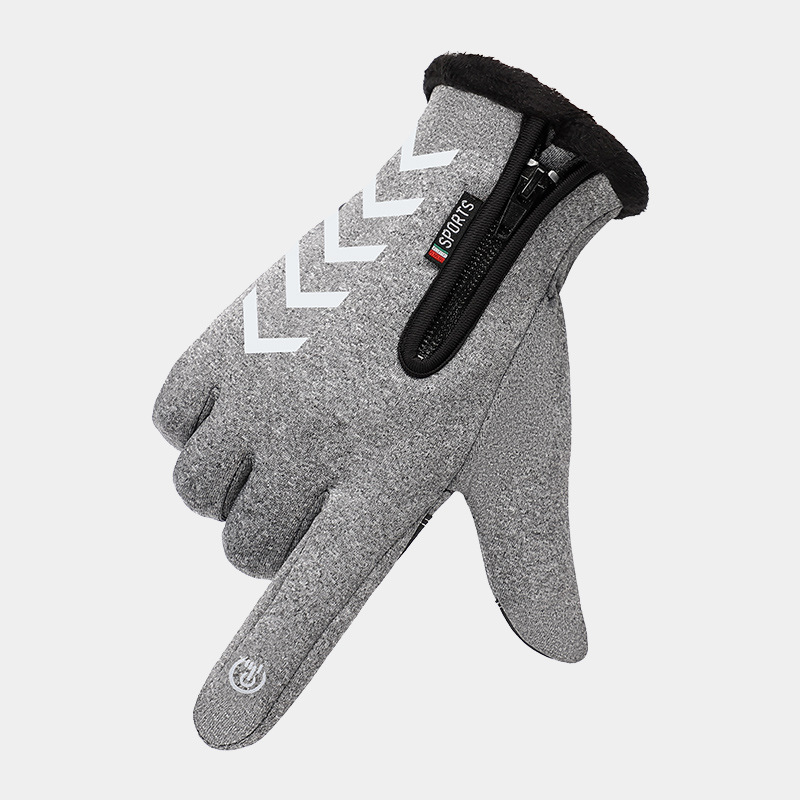 Otoño e Invierno guantes de montar a prueba de viento al aire libre de los hombres a prueba de viento térmica pantalla táctil cremallera forro polar noche reflectante dedo completo