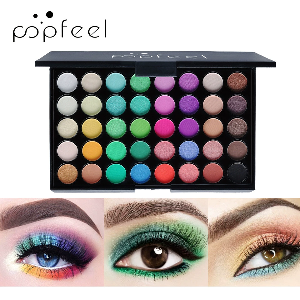 Eyeshadow Palette POPFEEL 40-color, pearl & matte finishes, earth or candy tones