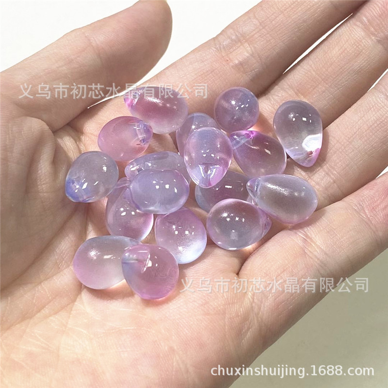 品質チェコ瑠璃水滴珠10*14辺穴超丸みペンダントかんざし材料diyアクセサリー部品