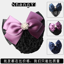 韩国职业头花网兜护士电信空姐酒店员工餐饮移动头花带网发夹饰品