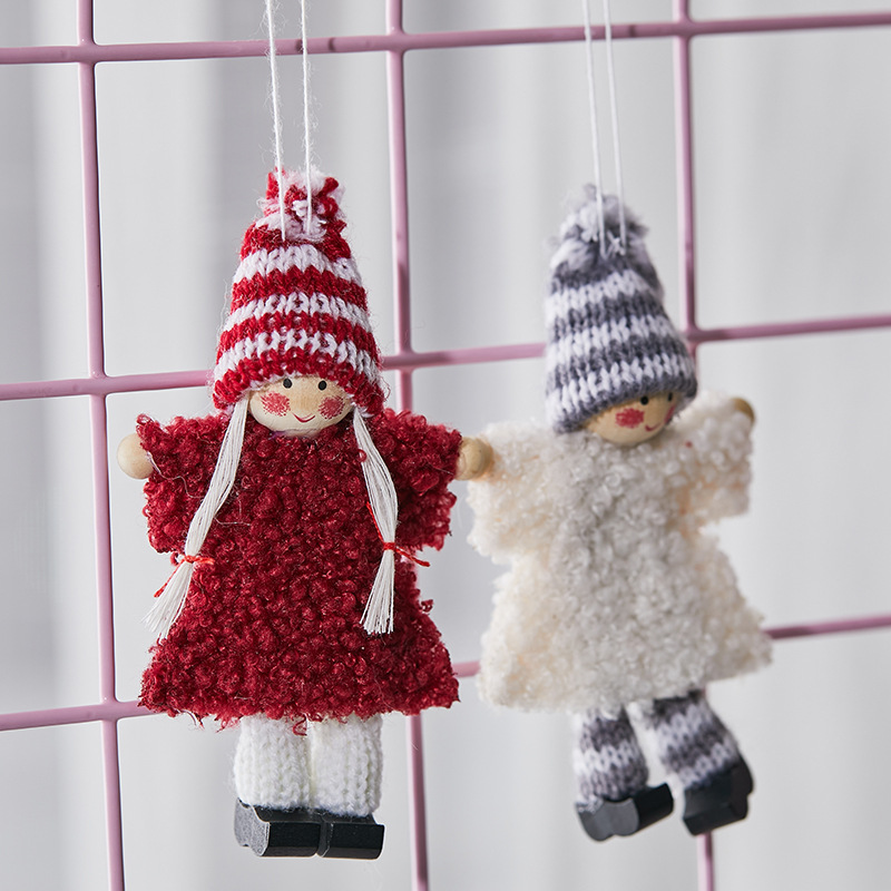 Fieltro colgante niña pequeña ángel viejo muñeca de peluche accesorios árbol de Navidad muñeca de nieve decoración colgante de Navidad