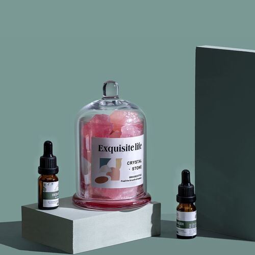 Gold cup with crystal stone essential oil diffuser fireless aromatherapy essential oil fragrance set indoor home decoration gift box