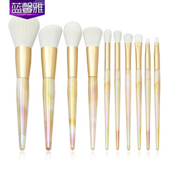 新款10支大理石紋塑膠柄化妝刷套裝 維防羊毛散粉刷眼部彩妝工具