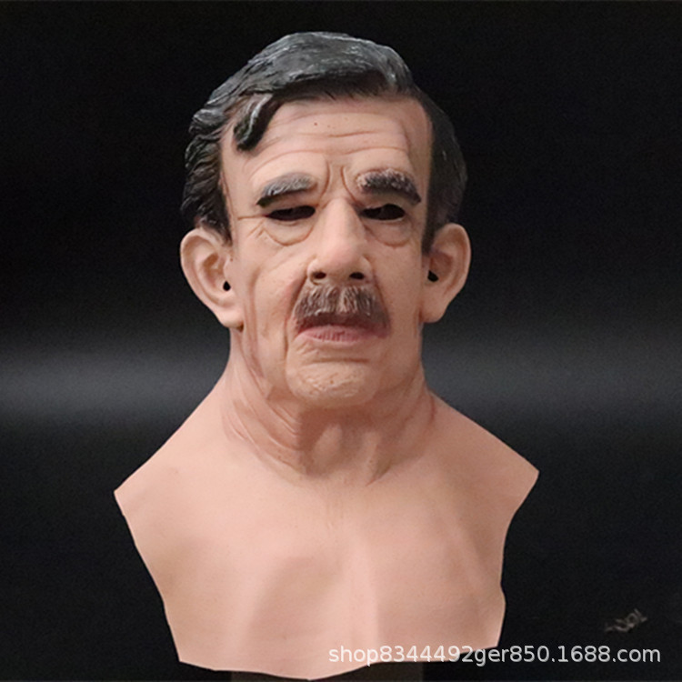 Barba blanca máscara de hombre viejo Santa Claus máscara de la cabeza cubierta de Halloween nuevo Calvo viejo hombre máscara de la peluca