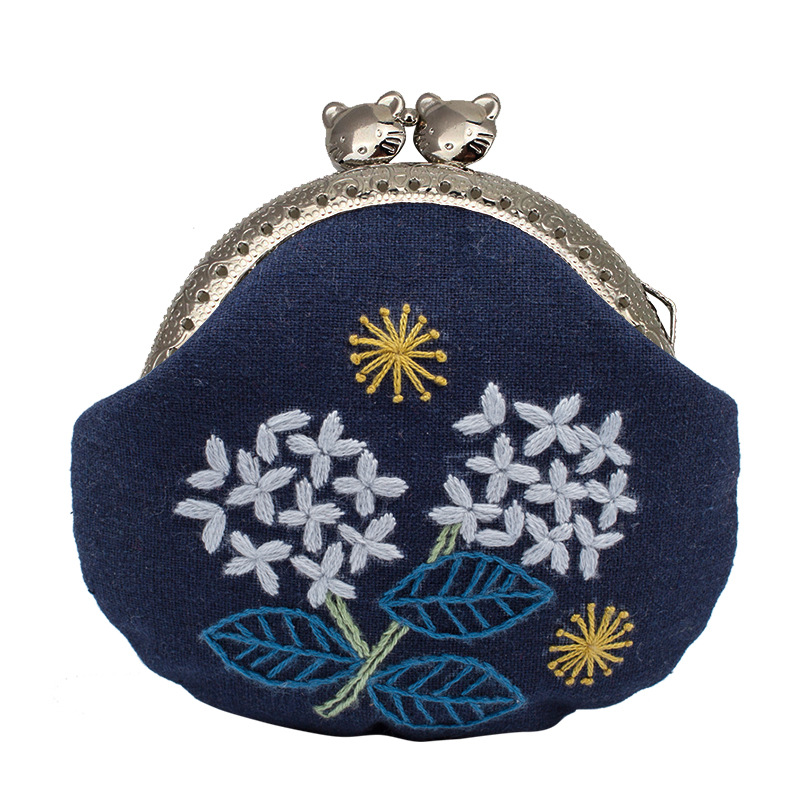 Bolsa de oro de boca de gato-Ziyang flor (producto no terminado) enviar 12,5 cm bordado estiramiento